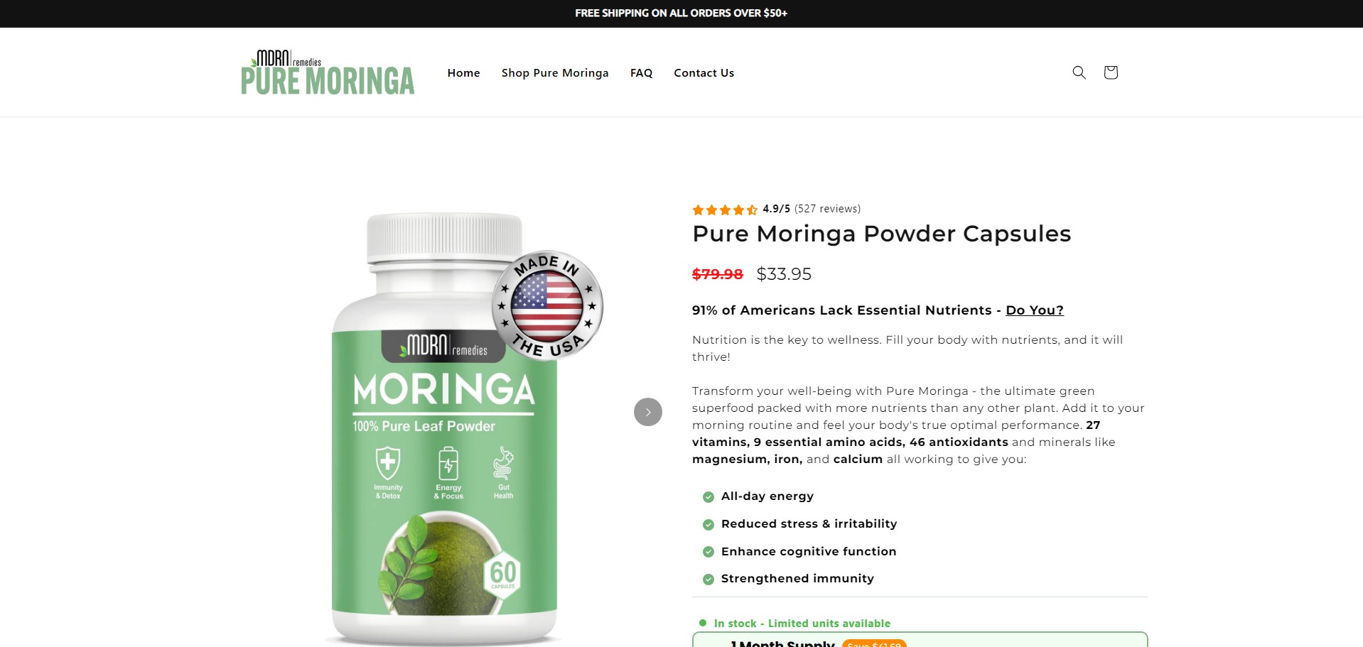 MDRN Remedies Pure Moringa Producto